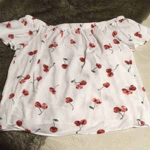Off the Shoulder Cherry Top